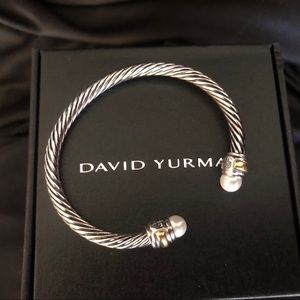 David Yurman 5mm cuff bracelet sterling gold pearl